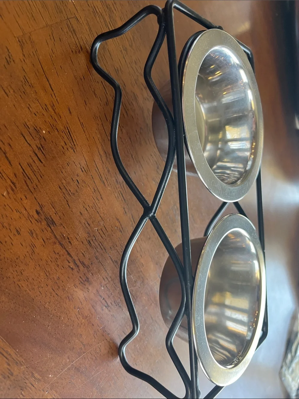 Double Stainless Steel Pet Bowls with Black Metal Stand